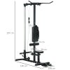 SPORTNOW Lat Pull Down Machine with Adjustable Seat, High and Low Pulley Cable Machine with Flip-Up Footplate, Multi-Function Home Gym Fitness Equipment - Black