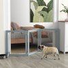 PawHut Freestanding Dog Cate, Foldable Wooden Pet Gate with  - 61cm Tall, for Stairways, Doorways, Hallways, Small Dogs - Grey