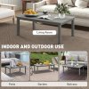 Outsunny Aluminium Outdoor Coffee Table, Rectangular Patio Side Table with Slat Tabletop for Indoor, Garden, Balcony, 100cm x 60 cm, Grey