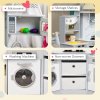 AIYAPLAY Toy Kitchen Playset, Kids Play Kitchen, Role Playing Game with Running Water, Lights, Sounds, Apron and Chef Hat, Water Dispenser, Sink, Utensils, Ages 3-6 Years - Grey