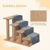 PawHut Dog Steps for Sofa, 4 Steps Dog Stairs, Pet Stairs, with Washable Plush Cover, for Small Breeds, Cats - Light Grey