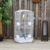 PawHut Bird Cage with Perches, Food Bowls, Swing, Parrot Cage for Budgie, Parakeet, Small Bird, 46.5 x 35.5 x 92cm, White