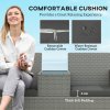 Outsunny 2 Seater Rattan Sofa with Cushions, Wicker Garden Loveseat with Armrests, Outdoor Garden Sofa Couch with Metal Frame for Patio, Grey