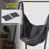 Outsunny Patio Hammock Chair with Stand, Outdoor Hammock Swing Hanging Rope Chair with Cushion, Armrest, Hooks, Dark Grey