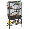 PawHut Hamster Cage, 5 Tier Large Gerbil Cage on Wheels with 17 cm Deep Tray, Storage Shelf, Big Exercise Wheel, Tube System, Hut, Platforms, Ramps, Food Dish, Water Bottle, for Syrian Hamsters, Rats