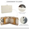 HOMCOM Portable Massage Bed, Folding Spa Beauty Massage Table with 2 Sections, Carry Bag and Wooden Frame, Cream White