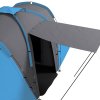 Outsunny 4-6 Man Tunnel Tent with 2 Bedroom and Living Area, Large Camping Tent, 2000mm Waterproof, Portable with Bag, for Fishing Hiking Festival, Grey and Blue