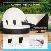 Outsunny PE Rattan Lounge Set, 5 Pieces Patio Conversation Furniture Set, Garden Round Sofa Bed with Cushion and Retractable Canopy, Black