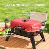 Outsunny Charcoal Barbecue Grill Folding BBQ Grill with 1232 cm? Cooking Area, Adjustable Vent, Thermometer, Handles for Camping Picnic, Red
