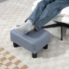 HOMCOM Microfiber Cloth Footstool, Small Foot Rest, Rectangle Sofa Stool for Bedroom Living Room, Grey