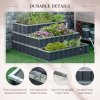 Outsunny 3 Tier Raised Garden Bed, Metal Elevated Planer Box Kit Flower Pot w/ A Pairs of Glove for Garden, Patio to Grow Vegetables, Herbs, Flowers, 118 x 118 x 62 cm, Grey