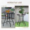 Outsunny 60 cm Mosaic Garden Table, Small Round Outdoor Side Table with Ceramic Top, Plant Stand for Patio, Balcony, Black