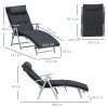 Outsunny Sun Lounger Steel Frame Outdoor Folding Chaise Texteline Lounge Chair Recliner with Headrest & 7 Levels Adjustable Backrest, Black