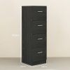 HOMCOM File Cabinet with 4 Drawers for Home Office, Vertical Filing Cabinet with Lock, Adjustable Hanging Bar for A4 and Letter Size, Black Wood Effect
