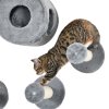 PawHut 5Pcs Cat Wall Furniture with Perch, Cat House, Scratching Post, Wall-Mounted Cat Tree for Indoor Cats - Grey