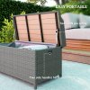 Outsunny PE Rattan Outdoor Storage Bench, Aluminium Garden Bench with Storage Underneath w/ Zipped Inner Lining, Rods for Deck, Grey