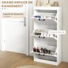 HOMCOM 3 Drawers Entryway Shoe Cabinet, Narrow Shoe Storage Cabinet with 3 Flip Drawers and Adjustable Shelves for 15 Pairs of Shoes, White