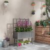 Outsunny Wooden Raised Planter with Trellis for Vine Climbing Plants, Elevated Garden Bed with Drainage Holes and Bed Liner for Vegetables, Flowers, Herbs, 105 x 45 x 140cm, Grey