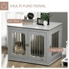 PawHut Dog Crate End Table with Three Doors, Furniture Style Dog Crate with Interchanged Side Door, for Medium Dogs, Indoor Use w/ Locks and Latches - Grey
