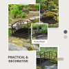 Outsunny 1.2M Metal Garden Bridge with Safety Railings, Arc Footbridge with Vine Pattern, Classic Retro Small Decorative Pond Bridge for Creeks Streams Borders, Black