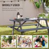 Outsunny 6 Seater Wooden Picnic Table Bench for Outdoor Garden or Patio with Parasol Cutout 150 cm Grey
