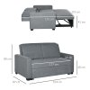 HOMCOM 2 Seater Pull Out Sofa Bed, Fabric Click Clack Sofa Bed with Wood Legs, Convertible Sleeper Couch for Living Room, Guest Room, Grey