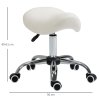 HOMCOM Cosmetic Stool 360?? Rotate Height Adjustable Salon Massage Spa Chair Hydraulic Rolling Faux Leather Saddle Stool Mobility, Cream