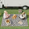 Outsunny Outdoor Rug Reversible Mat Plastic Straw Rug Portable RV Camping Mat for Garden Deck Picnic Indoor, 121 x 182 cm (4 x 6 ft), Black & White