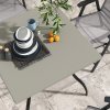 Outsunny 80cm Square Garden Dining Table with Umbrella Hole, Outdoor Dining Table with Marble Effect Top for 4 People, Black/Grey