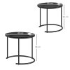 HOMCOM Nesting Tables Set of 2, Side End Table with Removable Tabletop Tray and Steel Frame for Living Room, Bedroom, Black