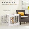 PawHut Dog Crate Furniture, Puppy Crate End Table, Pet Kennel House with 2 Doors for Medium and Small Dogs, 81 x 58.5 x 66 cm, White