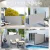 Outsunny Retractable Side Awning, Garden Privacy Screen Divider, Full Cassette Wind Breaker for Hot Tub, Balcony, Terrace, Pool, 400 x 160cm, Light Grey