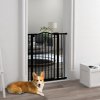 PawHut Pressure Fit Dog Stair Gate No Drilling Safety Gate Auto Close for Doorways, Hallways, 74-87cm Adjustable, 94cm Tall, Black