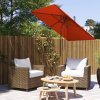 Outsunny 2m x 1.5m Garden Parasol Umbrella with Tilting Sunshade Canopy, Outdoor Market Table Umbrella with Wood and Bamboo Frame, Orange