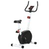 SPORTNOW Exercise Bike, Quiet Stationary Bike with 8-Level Magnetic Resistance, Heart-Rate Sensor, Adjustable Seat, Wheels and LCD Monitor, for Home Gym Workout, White