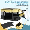 PawHut Dog Pen, Pet Playpen, Portable Foldable Dog Cat Playpen Soft Pet Cage with Storage Bag for Puppies, Rabbits, Kittens, Guinea Pigs, 114 x 89 x 59cm - Yellow