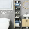 kleankin Tall Bathroom Cabinet, Free Standing Bathroom Storage Cabinet Cupboard with Door and Adjustable Shelves for Kitchen, Living Room