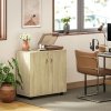 Vinsetto Filing Cabinet with Locking Doors & Shelves, 2-Tier Lockable Storage Cabinet with 2 Keys for Home Office, 80W x 40D x 80H cm, Oak