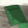Outsunny Set of 2 Foldable Garden Beach Chair Mat Lightweight Outdoor Sun Lounger Seats Adjustable Back Metal Frame PE Fabric Head Pillow w/ Carry Bag, Green