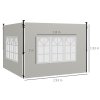 Outsunny Gazebo Side Panels with Window for 3x3(m) or 3x6m Gazebo Canopy, 2 Pack Sides Replacement, White
