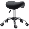 HOMCOM Cosmetic Stool 360?? Rotate Height Adjustable Salon Massage Spa Chair Hydraulic Rolling Faux Leather Saddle Stool Mobility, Black