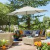 Outsunny 3(m) Cantilever Parasol with Cross Base, Banana Parasol with Crank Handle, Tilt and 8 Ribs, Round Hanging Patio Umbrella for Outdoor Pool, Garden, Balcony, Cream