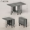 HOMCOM Mobile Drop Leaf Table, Folding Dining Table with 6 Wheels & Storage Shelf for Small Spaces, Kitchen, Dining Room