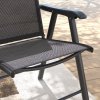 Outsunny Set of 4 Folding Garden Chairs, Metal Frame Garden Chairs Outdoor Patio Park Dining Seat with Breathable Mesh Seat, Charcoal Grey