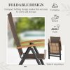 Outsunny Outdoor Folding Dining Chair, PE Rattan Chair with Armrests, High Backrest, for Garden, Camping, Balcony, Porch, Brown