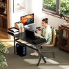 HOMCOM L Shaped Gaming Desk, 155 x 130cm Corner Computer Desk with CPU Stand for Home Office, Study Workstation, Black