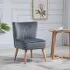 HOMCOM Velvet Accent Chair Occasional Tub Seat Padding Curved Back with Wood Frame Legs Home Furniture Grey