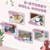 AIYAPLAY Dolls House with 13 Furniture Pieces and Accessories, 2 Levels Play Set with Balcony, Pretend Play Game, for Ages 3-6 Years