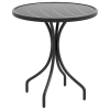 Outsunny  66cm Garden Side Table, Round Bistro Coffee Table, Outdoor Patio Table with Steel Frame and Slat Tabletop for Balcony and Porch, Black