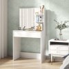 HOMCOM Dressing Table with Mirror, Modern Vanity Desk with Drawer and 3 Open Shelves, Makeup Desk for Bedroom, White